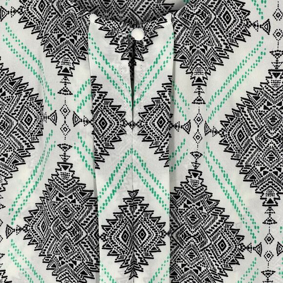 Laundry by Shelli Segal Top Size 12 Green Sleeveless All Over Print Hippie Boho - Picture 3 of 6